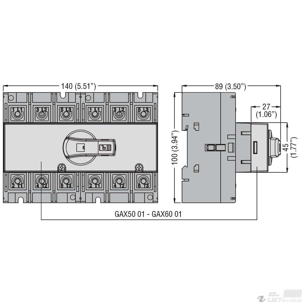 Perjungėjo CO I-0-II GAX5001 sistemos mechanizmas, kirtikliams GA063A... GA0160A, LOVATO 1
