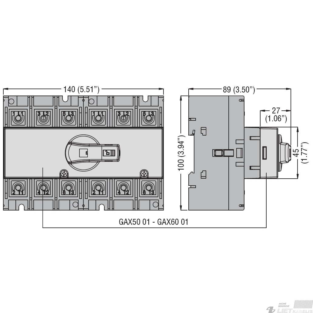Perjungėjo CO I-0-II GAX5000 sistemos mechanizmas, kirtikliams GA016A...GA040A LOVATO 1