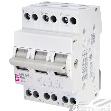 Perjungiklis modulinis 3F/40A1-0-2 3P, be rankenos SSQ 340, ETI Perjungiklis modulinis 3F/40A1-0-2 3P, be rankenos SSQ 340, ETI