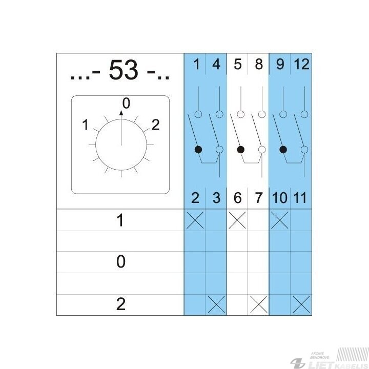 Perjungiklis 4G40-53-PK 1-0-2 40A virštinkinis, APATOR 1 Perjungiklis 4G40-53-PK 1-0-2 40A virštinkinis, APATOR 1