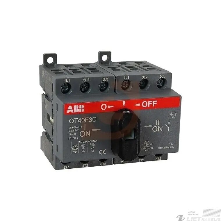 Perjungiklis modulinis 3F/40A 1-0-2 be rankenos, OT40F3C, ABB