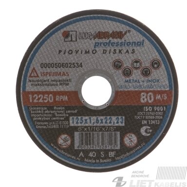 Pjovimo diskas 125x1.6x22 14A Pjovimo diskas 125x1.6x22 14A