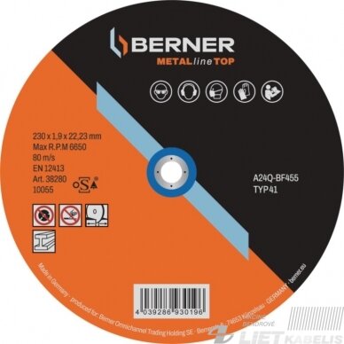Pjovimo diskas Metalline TOP 125x1.0x22 Berner Pjovimo diskas Metalline TOP 125x1.0x22 Berner