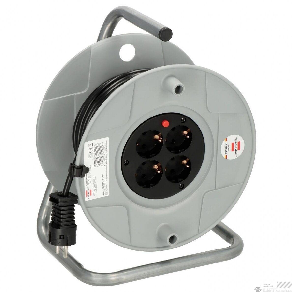 Prailgintuvas su rite su įžeminimu 230V, 4x1,5mm², plastikinė , IP44, 25m, Brennenstuhl Prailgintuvas su rite su įžeminimu 230V, 4x1,5mm², plastikinė , IP44, 25m, Brennenstuhl