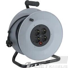 Prailgintojas ritėje 4 vietų 3x1.5mm², 50m, metalinis, IP20, Cable Reel Prailgintojas ritėje 4 vietų 3x1.5mm², 50m, metalinis, IP20, Cable Reel