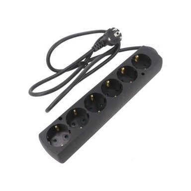 Prailgintojas 6vietų su įžeminimu, 2m, juodas, Jonex Prailgintojas 6vietų su įžeminimu, 2m, juodas, Jonex