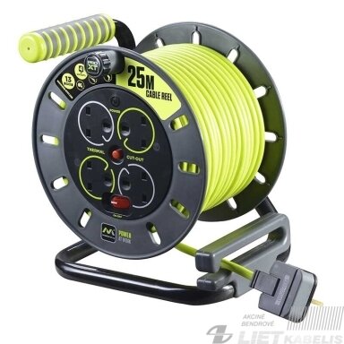 Prailgintuvas su rite 4 vietų u įžeminimu, 230V, 3x1,5mm², 25m, Masterplug Prailgintuvas su rite 4 vietų u įžeminimu, 230V, 3x1,5mm², 25m, Masterplug