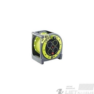 Prailgintuvas su rite 4 vietų, su įžeminimu, 230V, 3x1,5mm², 15m, Masterplug Prailgintuvas su rite 4 vietų, su įžeminimu, 230V, 3x1,5mm², 15m, Masterplug
