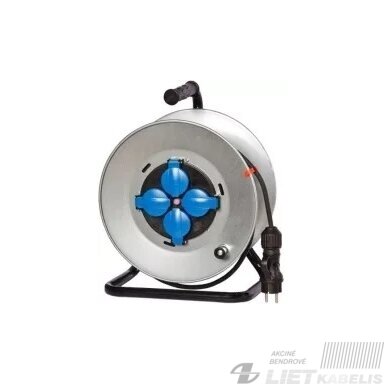 Prailgintuvas su metaline rite 4 vietų, 3x1,5mm² 40m guma, IP44, F - ELEKTRO