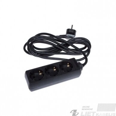 Prailgintojas 3 vietų 3m su įžeminimu 3x1.5mm², juodas, BELLIGHT Prailgintojas 3 vietų 3m su įžeminimu 3x1.5mm², juodas, BELLIGHT