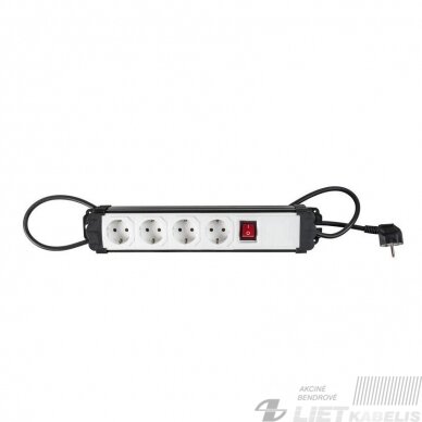 Prailgintojas 4 vietų su įžeminimu ir apsauga, H05VV-F 3x1,5mm², 1,4m, AIRAM Prailgintojas 4 vietų su įžeminimu ir apsauga, H05VV-F 3x1,5mm², 1,4m, AIRAM