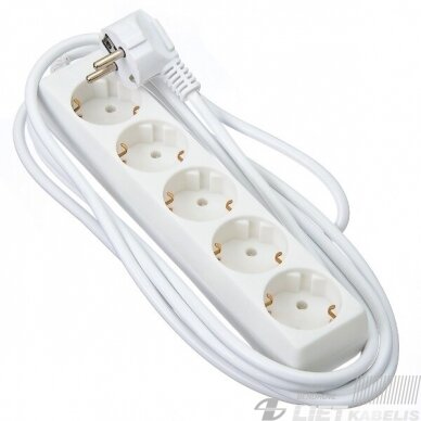 Prailgintojas 5vietų 5m, 3x1,5mm, BELLIGHT Prailgintojas 5vietų 5m, 3x1,5mm, BELLIGHT