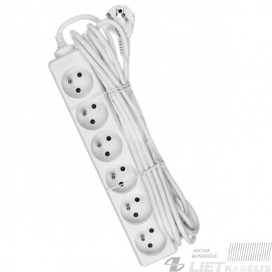 Prailgintojas 6 vietų 3m, 3x1,5mm, BELLIGHT Prailgintojas 6 vietų 3m, 3x1,5mm, BELLIGHT