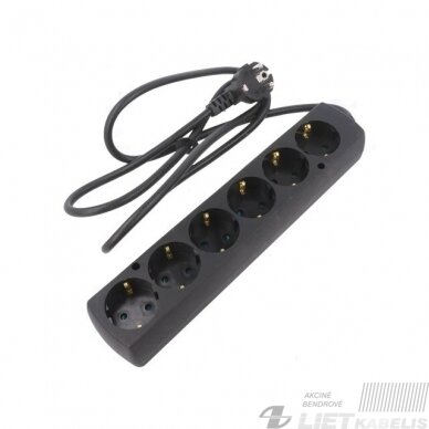 Prailgintojas 6vietų su įžeminimu, 2m, juodas, Jonex Prailgintojas 6vietų su įžeminimu, 2m, juodas, Jonex