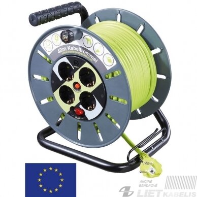 Prailgintuvas su rite 4 vietų, su įžeminimu, 230V, 3x1,5mm², 40m, Masterplug 2 Prailgintuvas su rite 4 vietų, su įžeminimu, 230V, 3x1,5mm², 40m, Masterplug 2