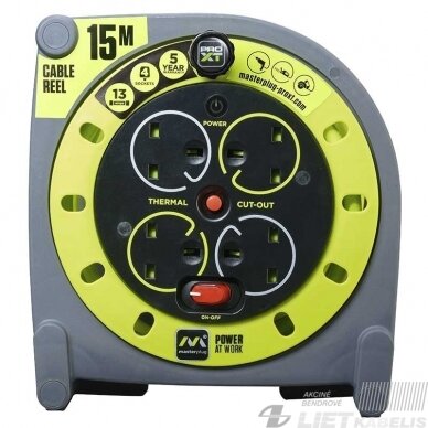 Prailgintuvas su rite 4 vietų, su įžeminimu, 230V, 3x1,5mm², 15m, Masterplug 1