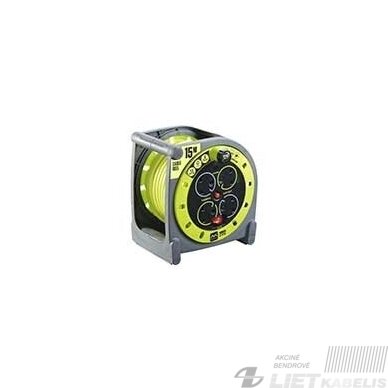 Prailgintuvas su rite 4 vietų, su įžeminimu, 230V, 3x1,5mm², 15m, Masterplug