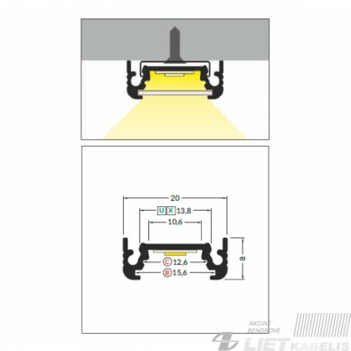Profilis LED juostai juodas SURFACE10 BC/UX, 3m, Topmet 1