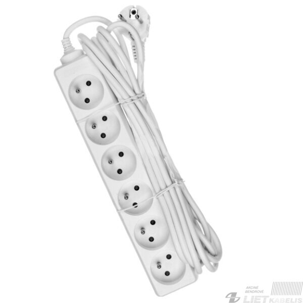 Prailgintojas 6 vietų 3m, 3x1,5mm, BELLIGHT Prailgintojas 6 vietų 3m, 3x1,5mm, BELLIGHT