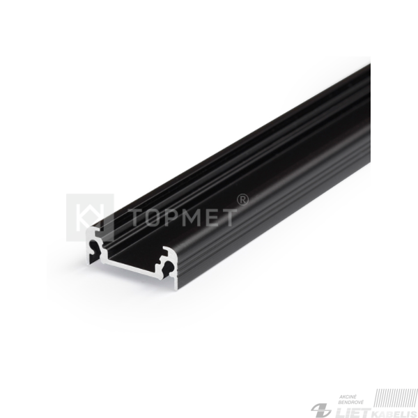 Profilis LED juostai juodas SURFACE10 BC/UX, 3m, Topmet Profilis LED juostai juodas SURFACE10 BC/UX, 3m, Topmet