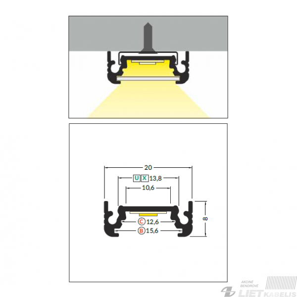 Profilis LED juostai juodas SURFACE10 BC/UX, 3m, Topmet 1
