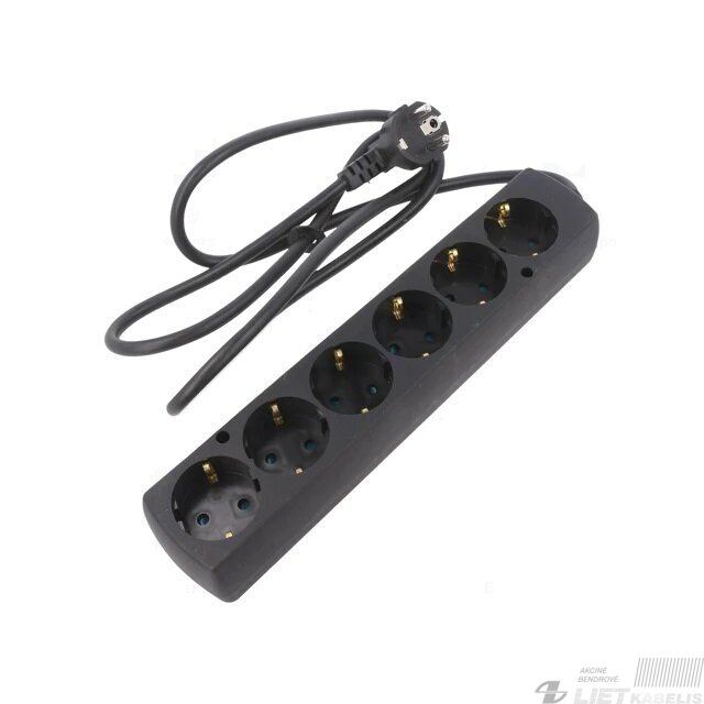 Prailgintojas 6vietų  su įžeminimu, 2m, juodas, Jonex