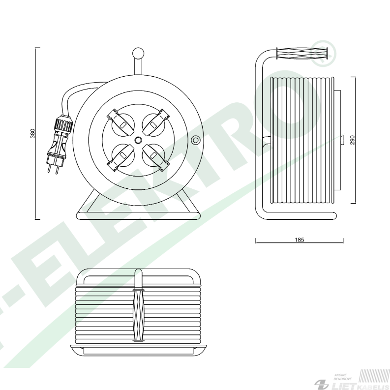 Prailgintuvas su metaline rite 4 vietų, 3x1,5mm² 40m guma, IP44, F - ELEKTRO 1 Prailgintuvas su metaline rite 4 vietų, 3x1,5mm² 40m guma, IP44, F - ELEKTRO 1