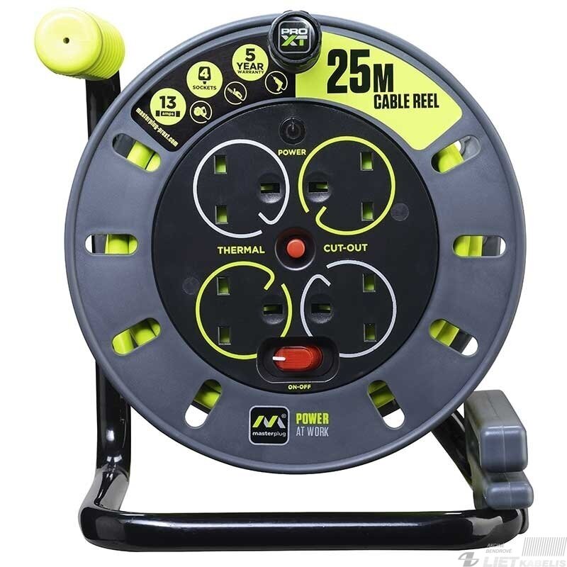 Prailgintuvas su rite 4 vietų u įžeminimu, 230V, 3x1,5mm², 25m, Masterplug 1