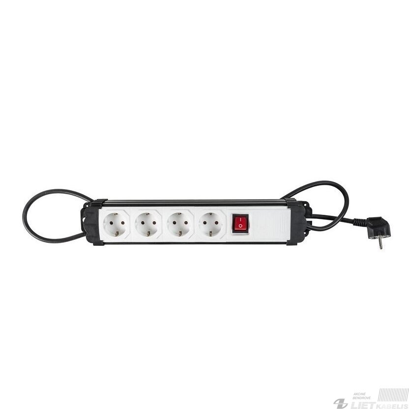 Prailgintojas 4 vietų su įžeminimu ir apsauga, H05VV-F 3x1,5mm², 1,4m, AIRAM Prailgintojas 4 vietų su įžeminimu ir apsauga, H05VV-F 3x1,5mm², 1,4m, AIRAM