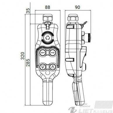 Telferio valdymo pultas ERGO HP05.D2 5 mygtukai IP65 GG 1