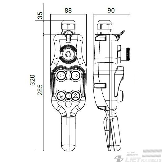 Telferio valdymo pultas ERGO HP05.D2 5 mygtukai IP65 GG 1
