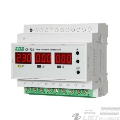 Relė įtampos kontrolei 3F, 3x63A, CP-723, F&F