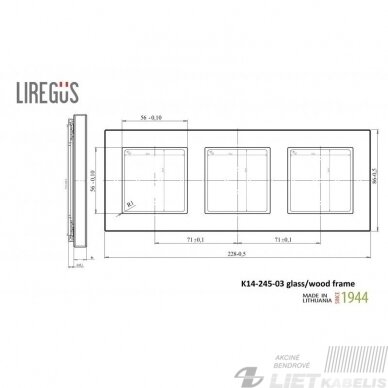 Rėmelis 3 vietų K14-145-03 Sllim šampano matinis stiklas E/Ch, Elipson, Liregus 1