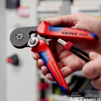 Savireguliuojančios gilzinių antgalių užspaudimo replės 2-10mm² šešiakampis, KNIPEX 4 Savireguliuojančios gilzinių antgalių užspaudimo replės 2-10mm² šešiakampis, KNIPEX 4
