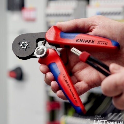Savireguliuojančios gilzinių antgalių užspaudimo replės 2-10mm² šešiakampis, KNIPEX 4 Savireguliuojančios gilzinių antgalių užspaudimo replės 2-10mm² šešiakampis, KNIPEX 4