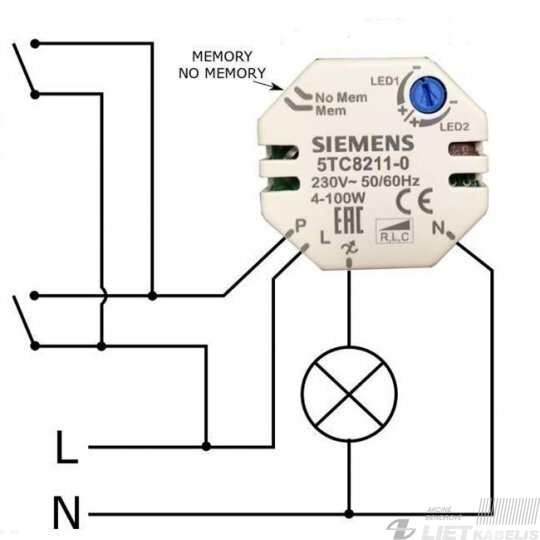 Reguliatorius (push-dim) LED lempoms 12-230V AC Siemens 1 Reguliatorius (push-dim) LED lempoms 12-230V AC Siemens 1