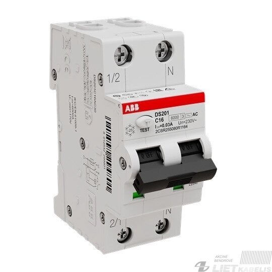 Relė nuotekių DS201AC-16/1N/C/003 ABB 1 Relė nuotekių DS201AC-16/1N/C/003 ABB 1