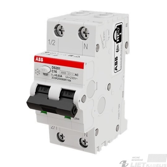 Relė nuotekių DS201AC-16/1N/C/003 ABB 2 Relė nuotekių DS201AC-16/1N/C/003 ABB 2