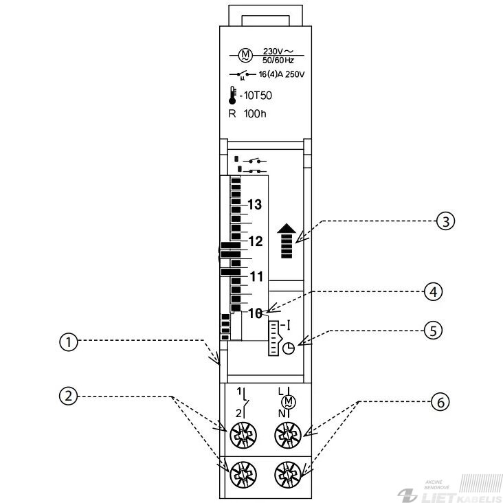 Rėlė laiko mechaninė modulinė 16A, 1NO-230V, ELKO 1 Rėlė laiko mechaninė modulinė 16A, 1NO-230V, ELKO 1