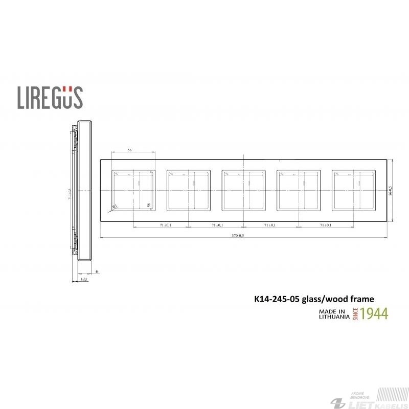 Remelis 5vietų K14-245-05, stiklas juodas, Epsilon, Liregus 1