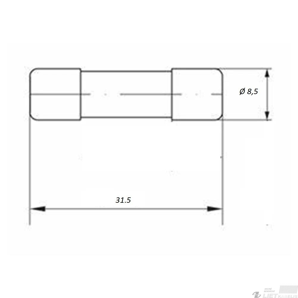 Saugiklis cilindrinis CH 8x31, 8A 1 Saugiklis cilindrinis CH 8x31, 8A 1