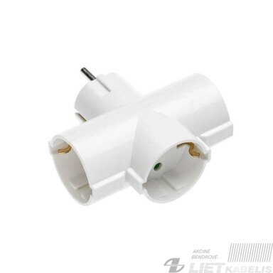 Šakotuvas 3vietų  su įžeminimu T VPB01/03T baltas ,VPB