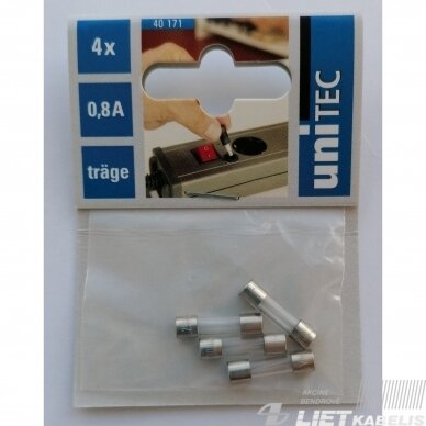Saugiklis 5x20mm 0.8A UNITEX 1 Saugiklis 5x20mm 0.8A UNITEX 1