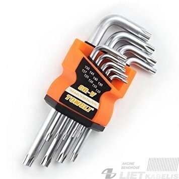 Šešiakampių raktų komplektas Torx 9 vnt. Šešiakampių raktų komplektas Torx 9 vnt.