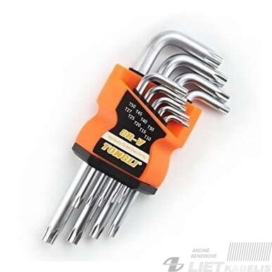 Šešiakampių raktų komplektas Torx 9 vnt.