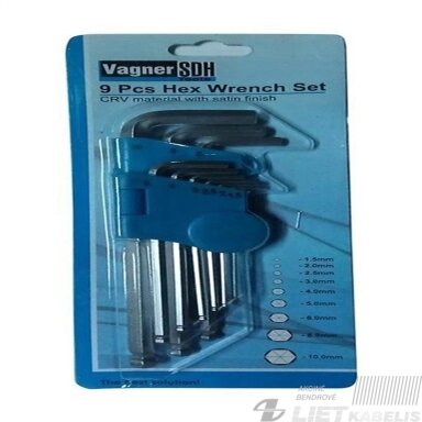 Šešiakampių raktų komplektas, YF-70005 1.5-8mm, Vagner Šešiakampių raktų komplektas, YF-70005 1.5-8mm, Vagner
