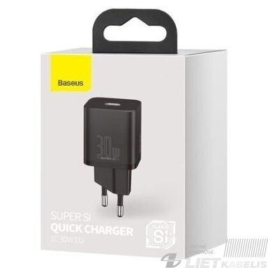Sieninis įkrovikis Super Si 30W USB-CQC greitas įkrovimas, Baseus Sieninis įkrovikis Super Si 30W USB-CQC greitas įkrovimas, Baseus