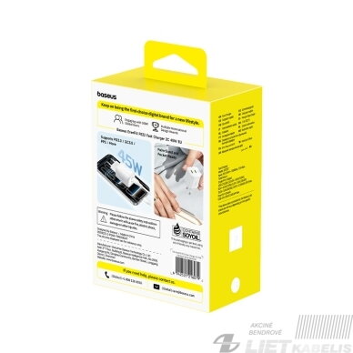 Sieninis įkroviklis EnerFill FE22 45W 2xUSB-C QC PD su USB-C kabeliu 1m, baltas 4 Sieninis įkroviklis EnerFill FE22 45W 2xUSB-C QC PD su USB-C kabeliu 1m, baltas 4