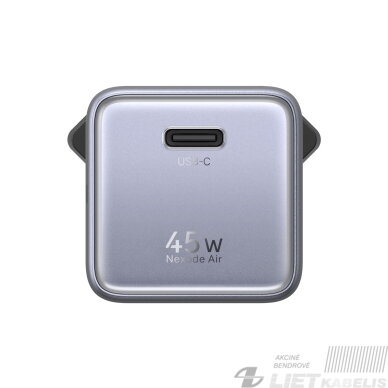 Sieninis įkroviklis Nexode Air GaN 45W USB-C PD QC, pilkas 1
