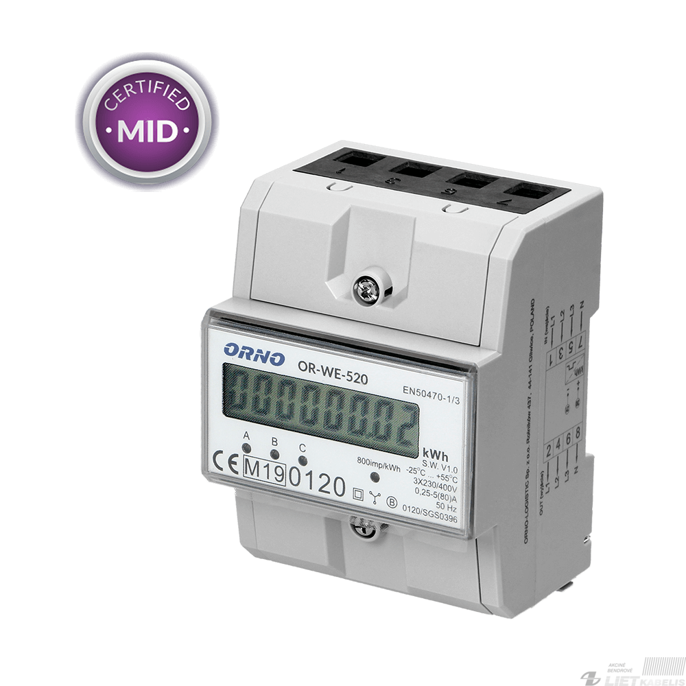 Skaitiklis elektroninis OR-WE-520 3F 5-80 Orno